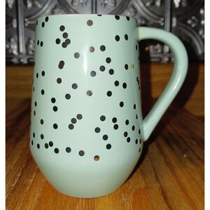 Teavana Mint Green Glitter Drop Ceramic Tea Cup 12oz Coffee Mug Gold Dots 2017